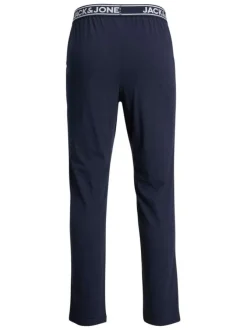 Pantalon de pyjama en coton marine uni avec une coupe droite
