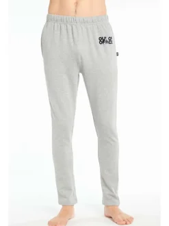 Pantalon de pyjama gris uni en coton coupe fuselée