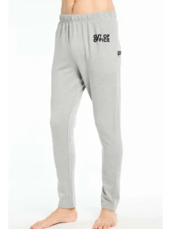Pantalon de pyjama gris uni en coton coupe fuselée