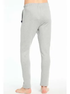 Pantalon de pyjama gris uni en coton coupe fuselée