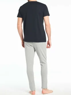 Pantalon de pyjama gris uni en coton coupe fuselée
