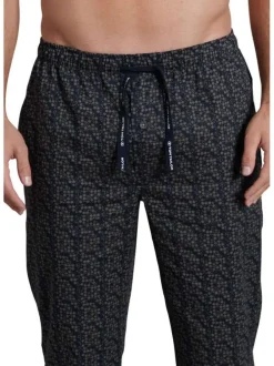 Pantalon de Pyjama marine à pois beige avec une coupe droite