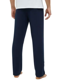 Pantalon de pyjama marine uni coupe avec une coupe droite fluide