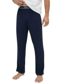 Pantalon de pyjama marine uni coupe avec une coupe droite fluide