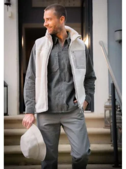 Pantalon en coton anthracite uni avec une coupe Regular Fit et à 5 Poches