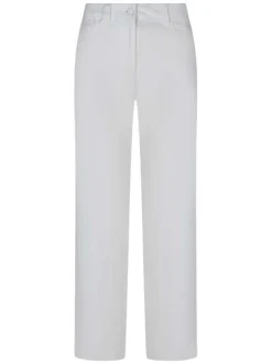 Pantalon en coton blanc uni avec une coupe large et de multiples poches