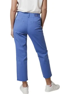 Pantalon en coton bleu avec une coupe regular fit et une taille intermédiaire