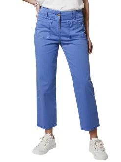 Pantalon en coton bleu avec une coupe regular fit et une taille intermédiaire