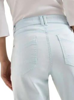 Pantalon en coton bleu clair uni pourvu d'une coupe doite et de multiples poches