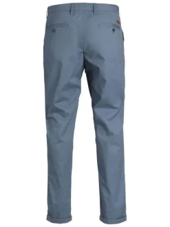 Pantalon en coton bleu imprimé avec une coupe chino et poches latérales