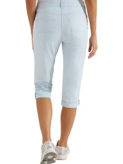 Pantalon en coton bleu uni avec une coupe slim et fermeture à boutons
