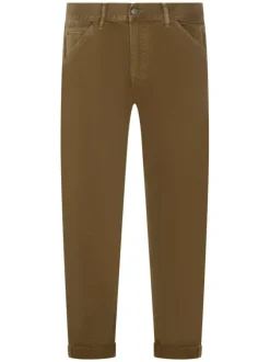 Pantalon en coton camel avec une coupe regular fit et 5 poches