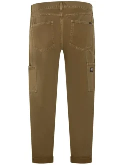Pantalon en coton camel avec une coupe regular fit et 5 poches