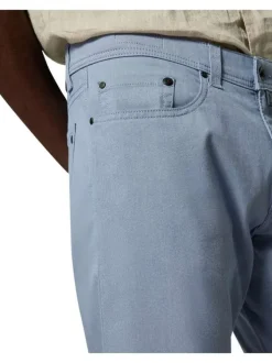 Pantalon en coton ciel uni avec une coupe ajustée et un style 5 Poches