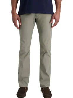 Pantalon en coton kaki uni avec une coupe ajustée et des poches à l'italienne