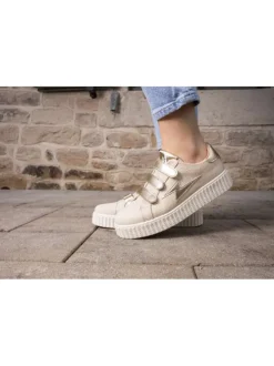 Pantalon en coton kaki uni avec une coupe large et une ceinture à la taille