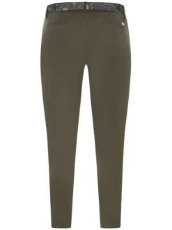 Pantalon en coton kaki uni style 4 poches, à coupe Chino slim