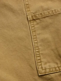 Pantalon en coton Kane Carpenter camel uni avec une coupe droite