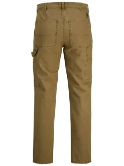 Pantalon en coton Kane Carpenter camel uni avec une coupe droite