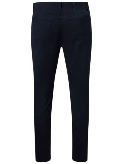 Pantalon en coton marine uni avec une coupe ajustée et une taille standart