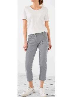 Pantalon en coton marine uni avec une coupe slim et 3 poches avants