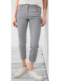 Pantalon en coton marine uni avec une coupe slim et 3 poches avants