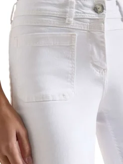 Pantalon en coton mélangé blanc uni pourvu d'une coupe droite