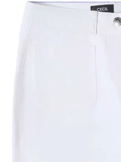 Pantalon en coton mélangé blanc uni pourvu d'une coupe droite