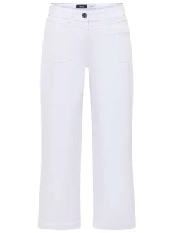 Pantalon en coton mélangé blanc uni pourvu d'une coupe droite
