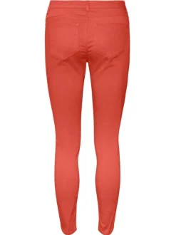 Pantalon en coton mélangé rouille uni avec une coupe slim