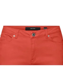 Pantalon en coton mélangé rouille uni avec une coupe slim