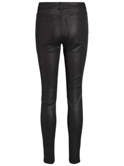 Pantalon en coton noir aspect enduit avec une coupe skinny fit et à 5 poches
