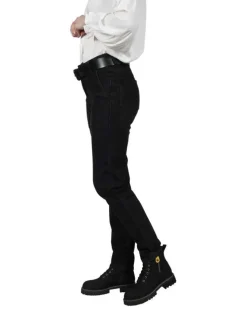 Pantalon en coton noir effet délavé à coupe slim 4 poches