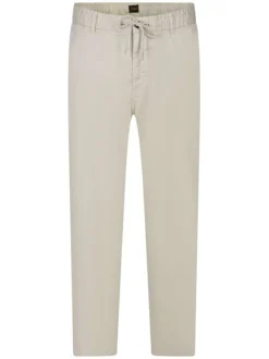 Pantalon en coton sable uni avec une coupe droite et une taille élastiquée