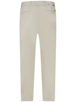 Pantalon en coton sable uni avec une coupe droite et une taille élastiquée