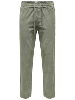 Pantalon en coton vert sauge en velours côtelé à coupe regular fit