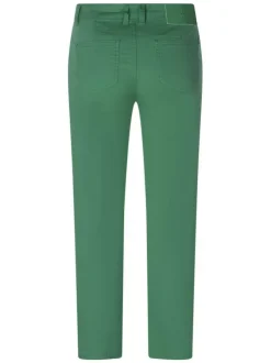 Pantalon en coton vert uni pourvu d'une coupe droite et de multiples poches