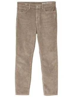 Pantalon en velours côtelé beige avec fermetures à bouton et glissière