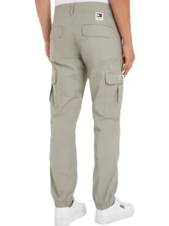 Pantalon Ethan en coton kaki uni avec une coupe cargo et poches cuisses