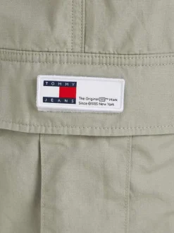 Pantalon Ethan en coton kaki uni avec une coupe cargo et poches cuisses