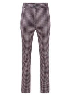 Pantalon femme coupe droite pied de poule cuivré noir et beige