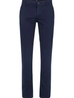 Pantalon Grande Taille en coton marine uni avec une coupe slim fit