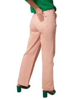Pantalon Isore en coton rose uni à coupe bootcut et taille intermédiaire