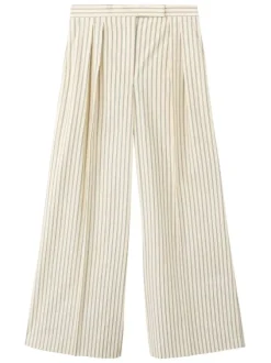 Pantalon jaune à rayures pourvu d'une coupe droite et d'une taille haute