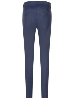 Pantalon jean effet enduit bleu avec une coupe skinny et zips décoratifs