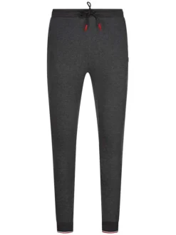 Pantalon jogging anthracite uni avec une coupe slim et des poches arrières avec logo brodé