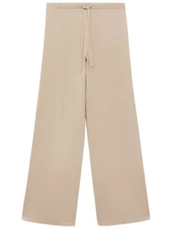 Pantalon jogging beige uni avec une coupe droite et un cordon de serrage