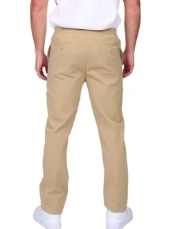 Pantalon jogging beige uni avec une coupe droite et une taille élastiquée