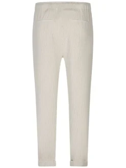 Pantalon jogging beige uni coupe regular fit en velours côtelé