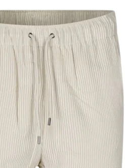 Pantalon jogging beige uni coupe regular fit en velours côtelé
